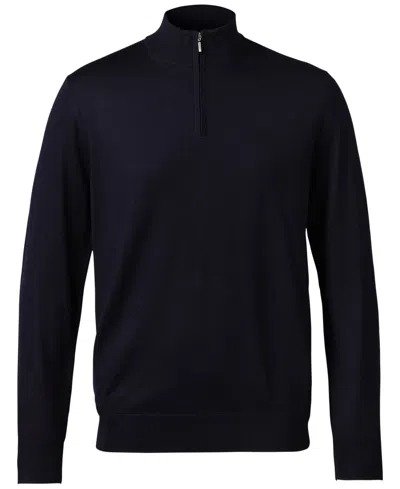 Charles Tyrwhitt Men's Long Sleeve Quarter-zip Merino Wool Sweater In Black