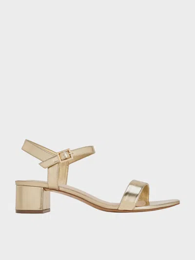 Charles & Keith - Metallic Block Heel Ankle-strap Sandals In Gold