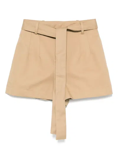 Moncler Cotton Blend Shorts Trousers Beige In Brown
