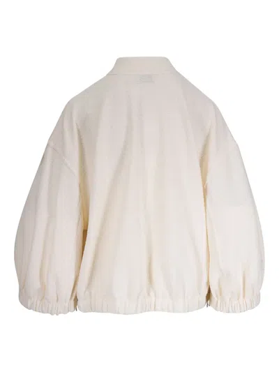 Moncler Bouclé Bomber Jacket In White