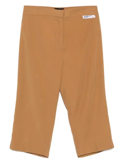 Gcds Tailored Capri Pants With Polished Finish In Brown