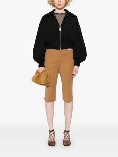 Gcds Tailored Capri Pants With Polished Finish In Brown