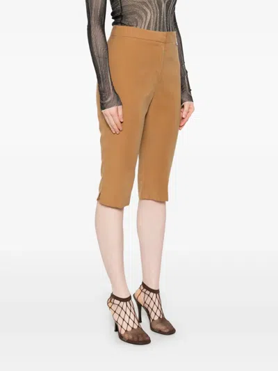 Gcds Tailored Capri Pants With Polished Finish In Brown