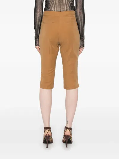Gcds Tailored Capri Pants With Polished Finish In Brown