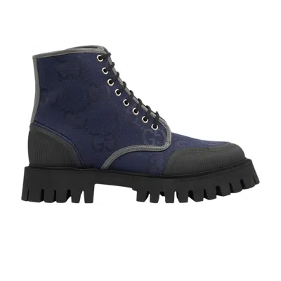 Pre-owned Gucci Lace Up Boot 'maxi Gg - Navy' In Blue