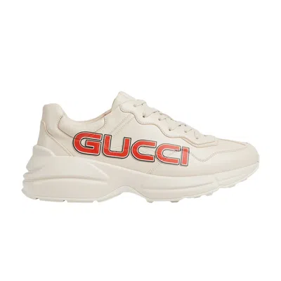 Pre-owned Gucci Rhython Leather Sneaker 'ivory Demetra' In Cream