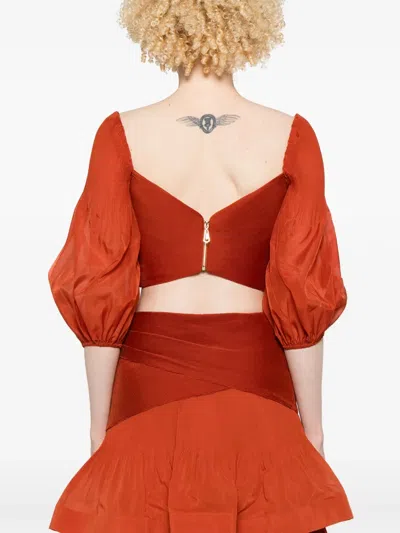 Zimmermann Pleated Top With Draped Details In Red