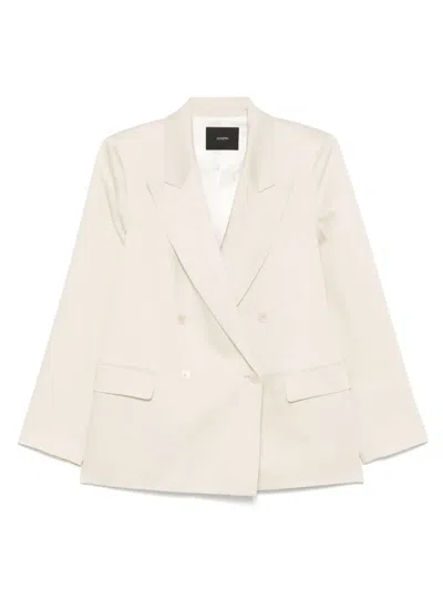 Joseph Womens Oyster White Chapone Double-breasted Stretch-woven Jacket In Neutrals