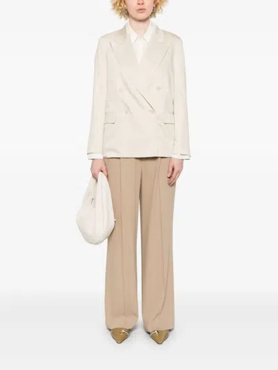 Joseph Womens Oyster White Chapone Double-breasted Stretch-woven Jacket In Neutrals