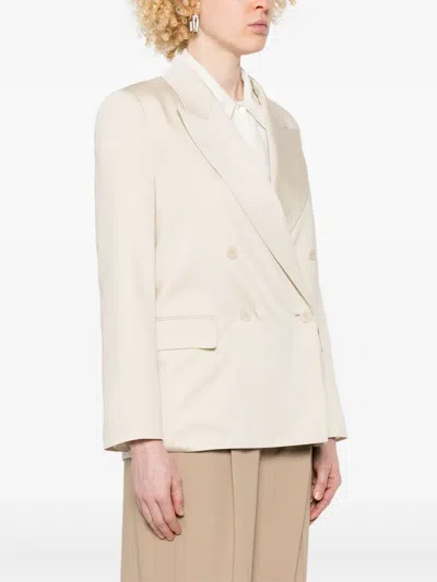 Joseph Womens Oyster White Chapone Double-breasted Stretch-woven Jacket In Neutrals