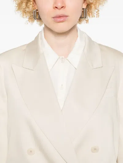 Joseph Womens Oyster White Chapone Double-breasted Stretch-woven Jacket In Neutrals