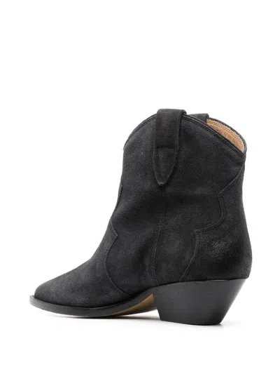 Isabel Marant Gray Dewina Ankle Boots In Black