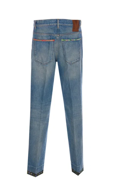 Valentino High Rise Viscose Straight Jeans In Blue
