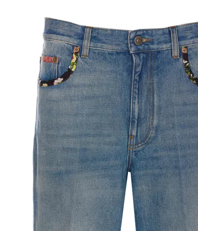 Valentino High Rise Viscose Straight Jeans In Blue