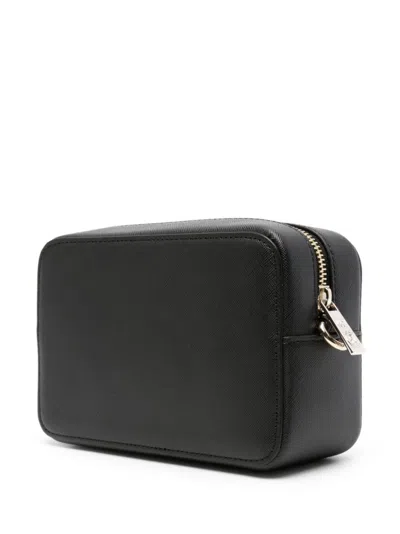 Just Cavalli Sleek Black Shoulder Bag With Signature Logo And Practical Zipper Closure In Black