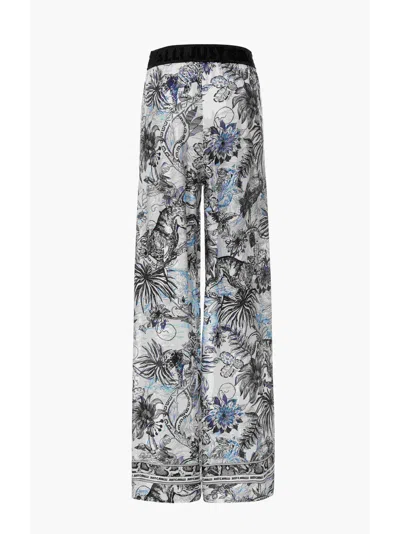 Just Cavalli Floral-print Trousers In Blue