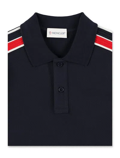 Moncler Polo En Piqué De Coton In Navy