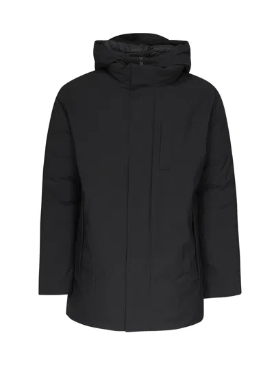 Save The Duck Hooded Zip-fastening Coat In Black