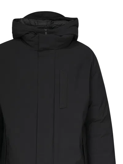 Save The Duck Hooded Zip-fastening Coat In Black