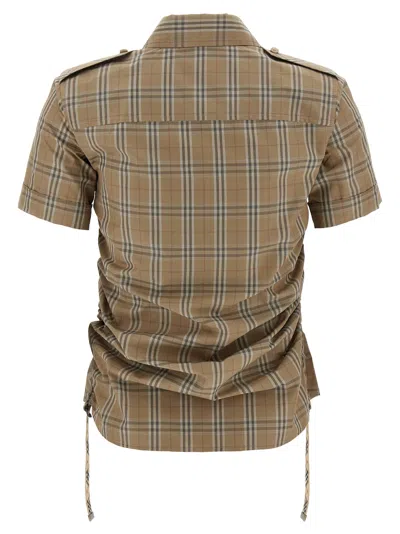 Burberry Women Embroidered Poplin Shirt In Brown