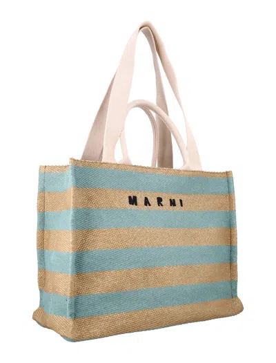 Marni Medium Tote Bag In Raw Sienna + Pale Mint