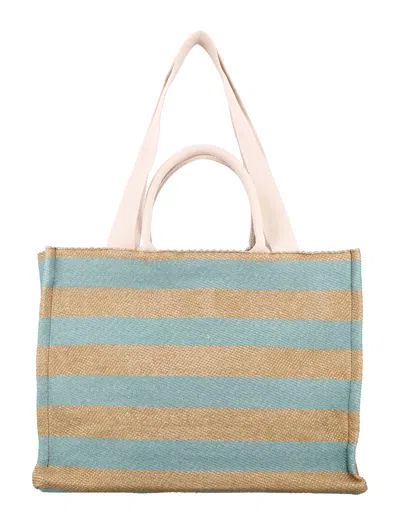 Marni Medium Tote Bag In Raw Sienna + Pale Mint