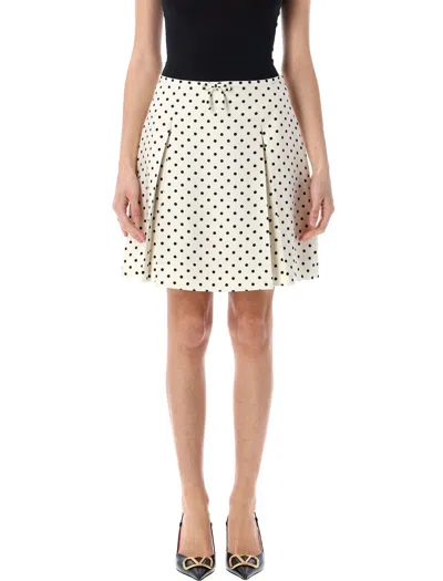 Valentino Polka Dot-print Mini Skirt In Betulla + Nero