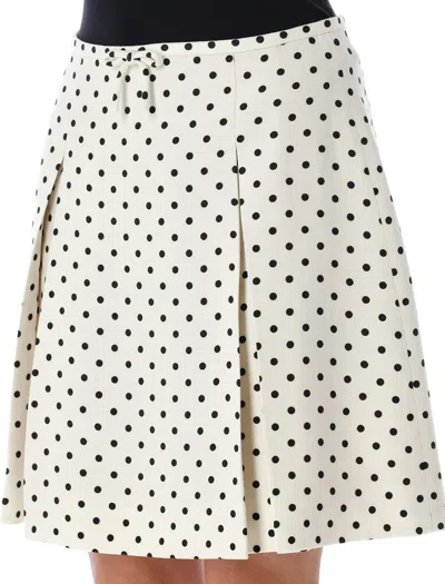 Valentino Polka Dot-print Mini Skirt In Betulla + Nero