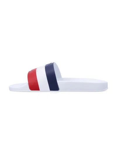 Moncler Basile Embossed Logo Slides In White