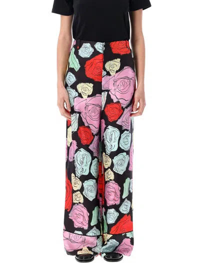 Marni Women's Orion Print Palazzo Trousers | Size 42 | 25ppama0335i0utsg30 Color Orn99 In Black Multi Rose