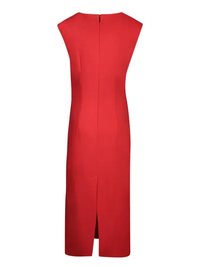 Msgm Canvas Draped Midi Dress In Red