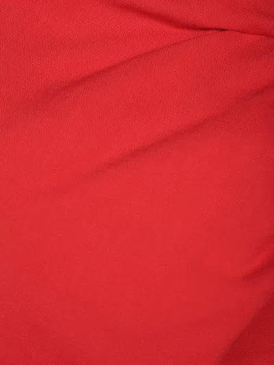 Msgm Canvas Draped Midi Dress In Red