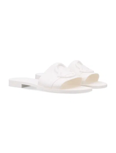 Moncler Flat Rubber Sole Slides In White