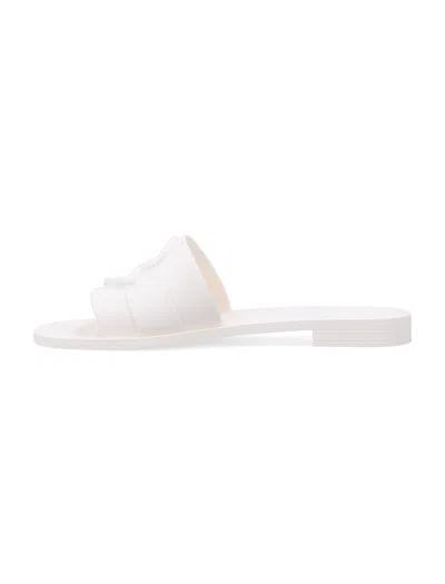 Moncler Flat Rubber Sole Slides In White