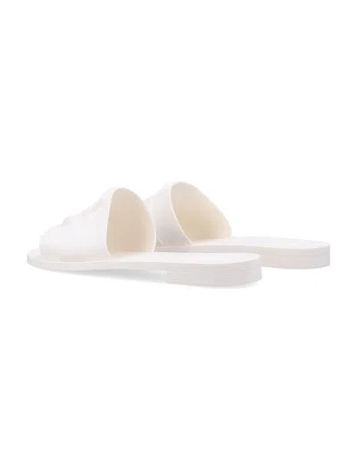 Moncler Flat Rubber Sole Slides In White