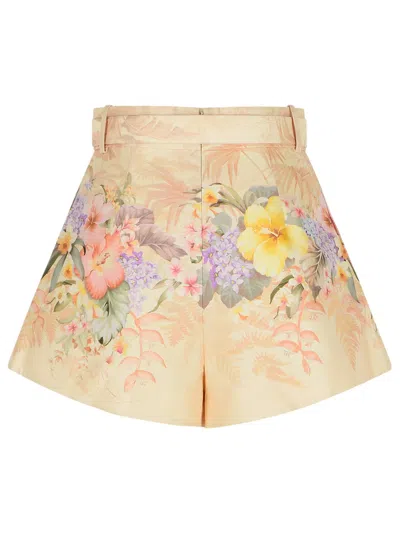 Zimmermann Illuminate Pleated Silk & Cotton Shorts In Ivory