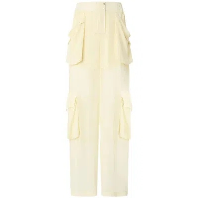 Pinko Straight Cargo Pants In Beige Rutabaga