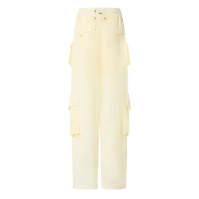 Pinko Straight Cargo Pants In Beige Rutabaga