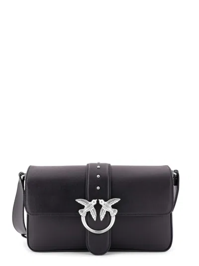 Pinko Edium Classic Love Slouchy Leather Bag In Black