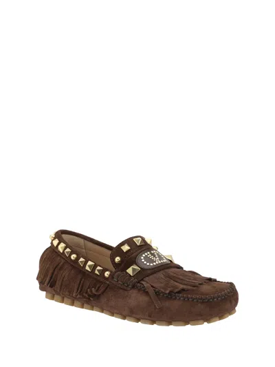 Valentino Driver Loafers In Brown