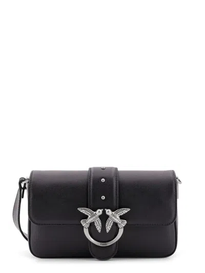 Pinko Edium Classic Love Slouchy Leather Bag In Black