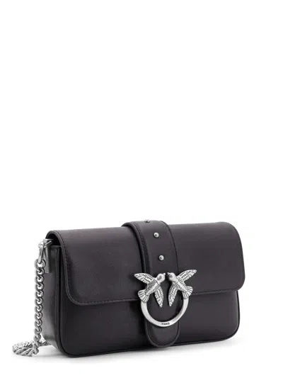 Pinko Edium Classic Love Slouchy Leather Bag In Black