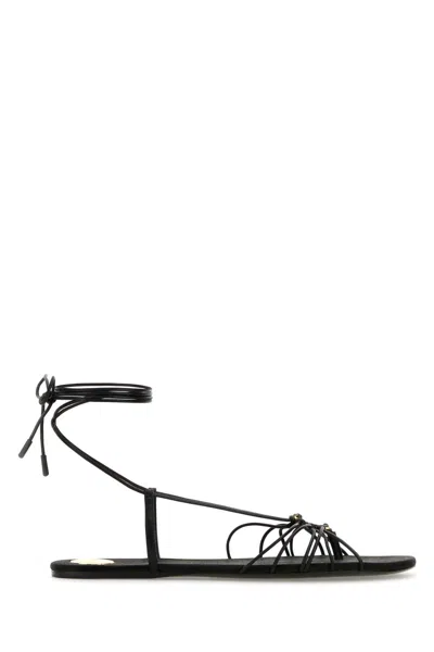 Saint Laurent Ankle Strap Babylone Flat Sandals In Black