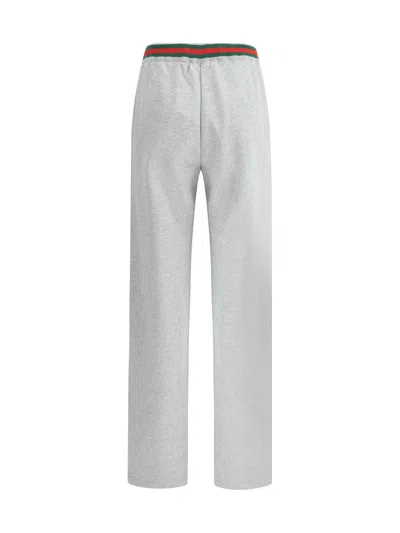 Gucci Women Cotton Jersey Jogging Pants With Web Detail In Gray