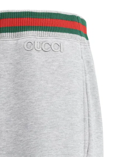 Gucci Women Cotton Jersey Jogging Pants With Web Detail In Gray