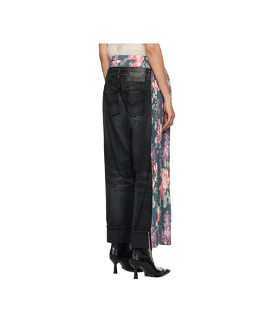 Junya Watanabe Flower Pattern Print Jeans In Black