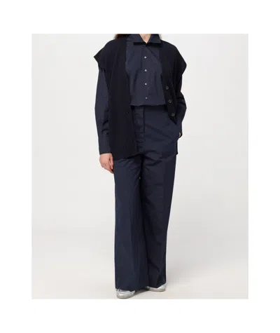Fabiana Filippi Buttoned Sleeveless Cardigan In Navy Color