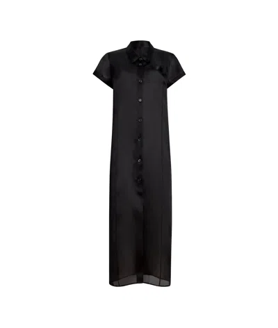 Khaite Effy Button-up Short-sleeve Dress In Black