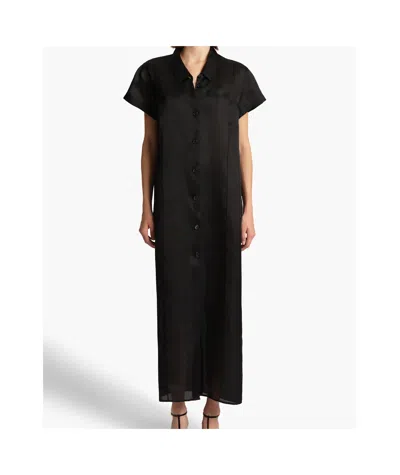Khaite Effy Button-up Short-sleeve Dress In Black