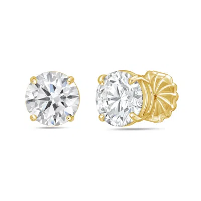 Diana M. 14kt Yellow Gold Round Lab Grown Stud Earrings Weighing 7.00 Cts Tw In A Four Prong Setting In Yellow